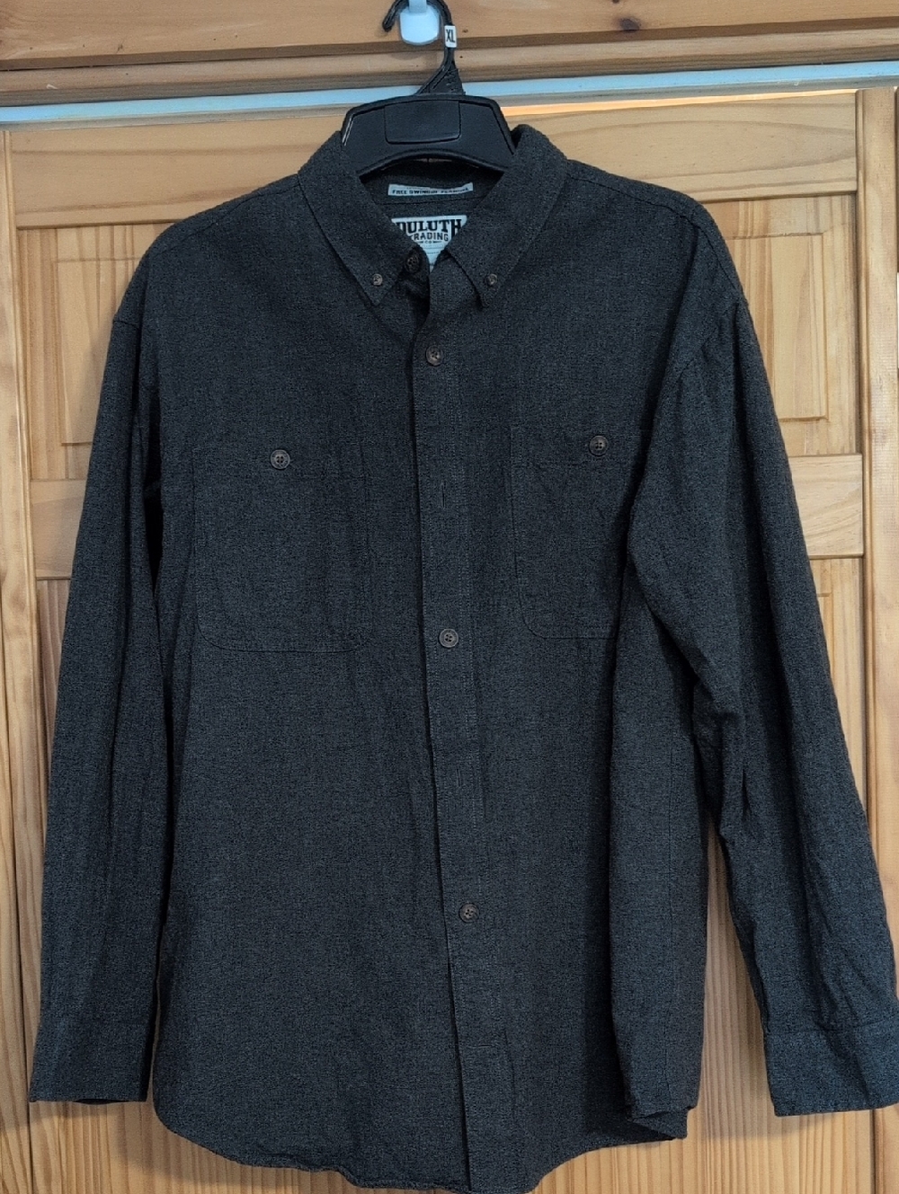 Duluth Trading Co. Men's Dark Charcoal Long-Sleeve Flannel Shirt